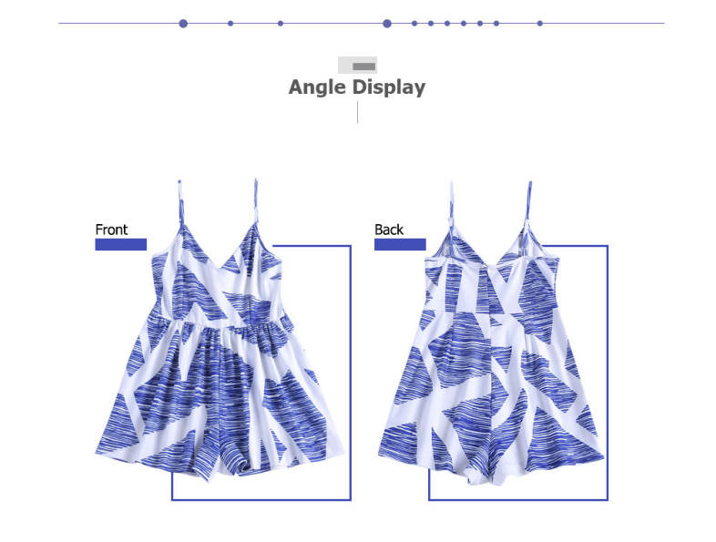 V Neck Spaghetti Strap Backless Print Women Romper