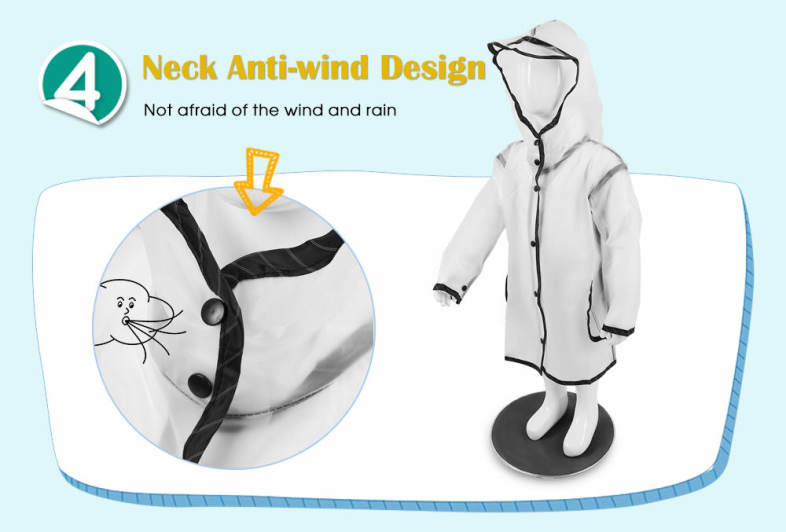 Children Hooded Fringe Transparent Rain Coat Rainsuit Rainwear