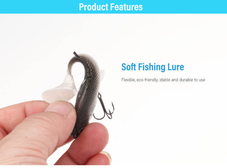 3D Eye Lead Artificial Soft Fishing Bait with Double Hook