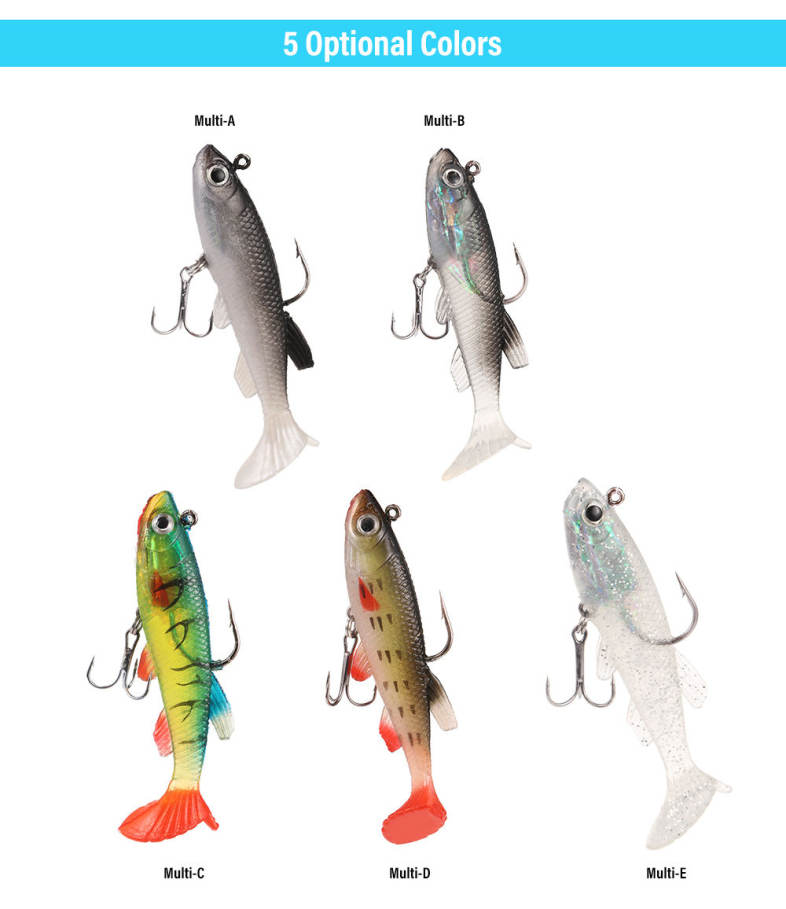 3D Eye Lead Artificial Soft Fishing Bait with Double Hook