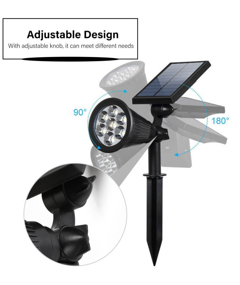 7 LEDs Solar Power Spotlight Lawn Lamp Outdoor Landscape Light