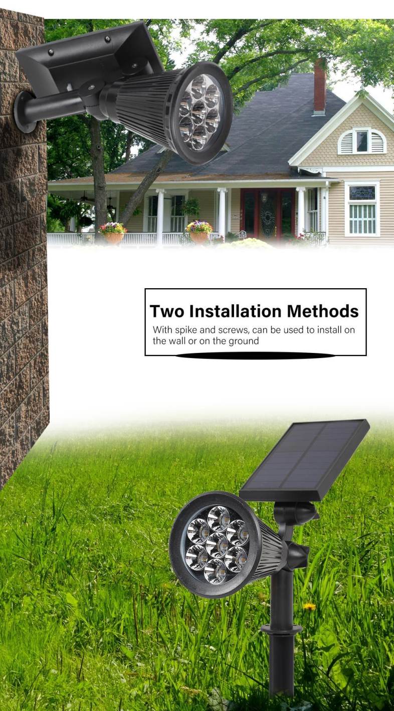 7 LEDs Solar Power Spotlight Lawn Lamp Outdoor Landscape Light