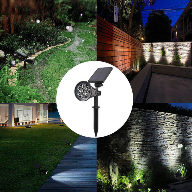 7 LEDs Solar Power Spotlight Lawn Lamp Outdoor Landscape Light