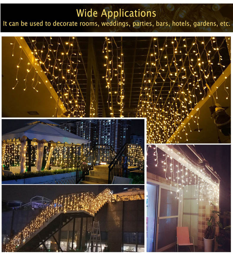 LED Curtain Icicle String Fairy Light Wedding Party Garden Decoration