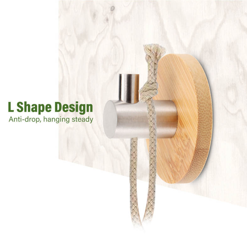 Wall Mounted Bamboo Wooden Coat Hook Rack