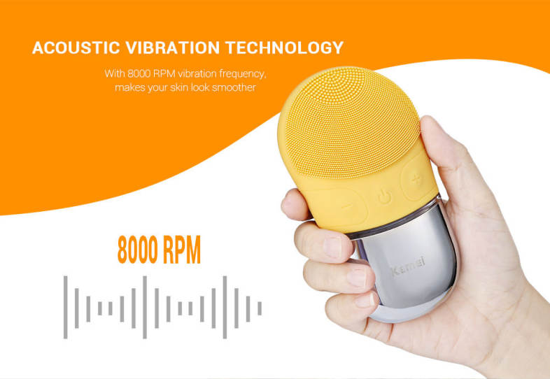 Kemei KM - 1070 Waterproof Silicone Facial Cleansing Brush Vibrating Massager