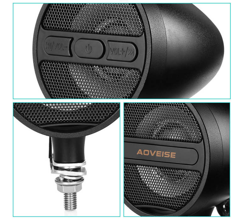 AOVEISE MT473 12V Motorcycle MP3 Audio Player Bluetooth Speakers FM Tuner