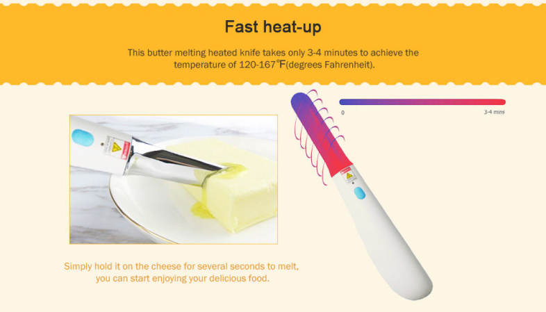 Convenient Rechargeable Heated Butter Knife Automatic Heating for Home Hotel Kitchen Use