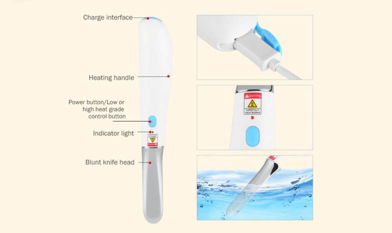 Convenient Rechargeable Heated Butter Knife Automatic Heating for Home Hotel Kitchen Use