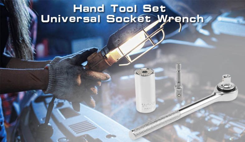 7 - 19mm 3 Pieces Hand Tool Set Universal Socket Wrench