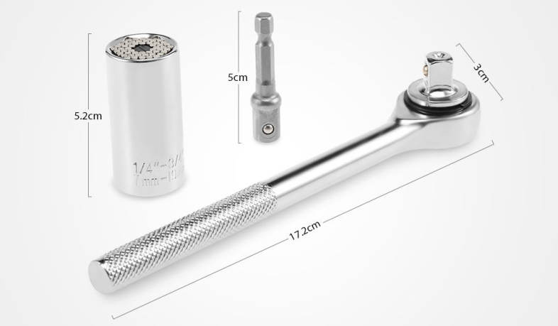 7 - 19mm 3 Pieces Hand Tool Set Universal Socket Wrench