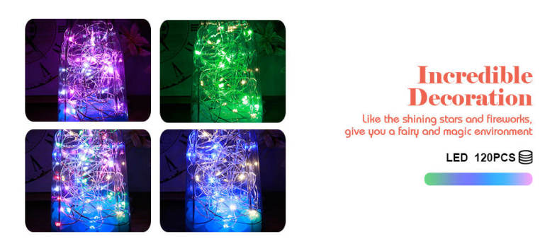 120 LEDs 12m Fairy Copper String Light DIY Shape 8 Modes with Remote Control
