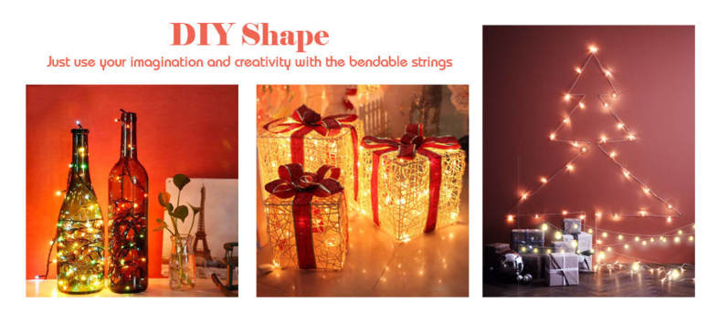 120 LEDs 12m Fairy Copper String Light DIY Shape 8 Modes with Remote Control