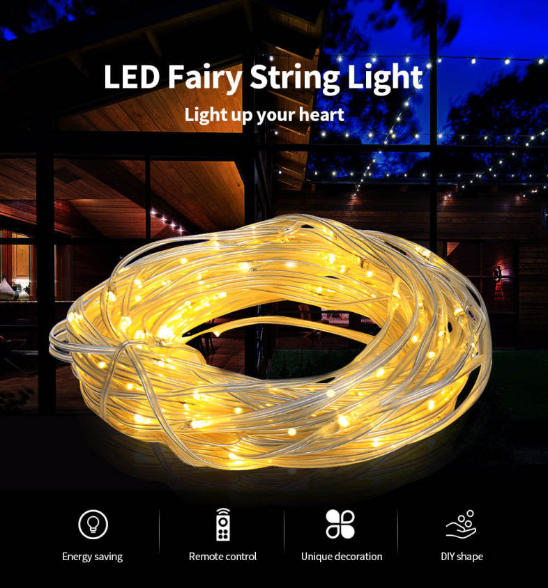 100 LEDs 10m Fairy Copper String Light DIY Shape 8 Modes with Remote Control