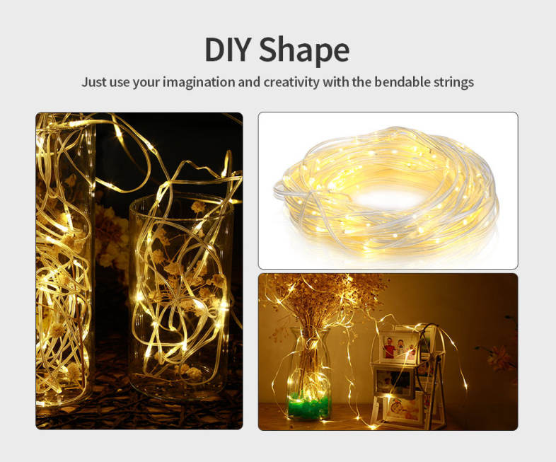 100 LEDs 10m Fairy Copper String Light DIY Shape 8 Modes with Remote Control