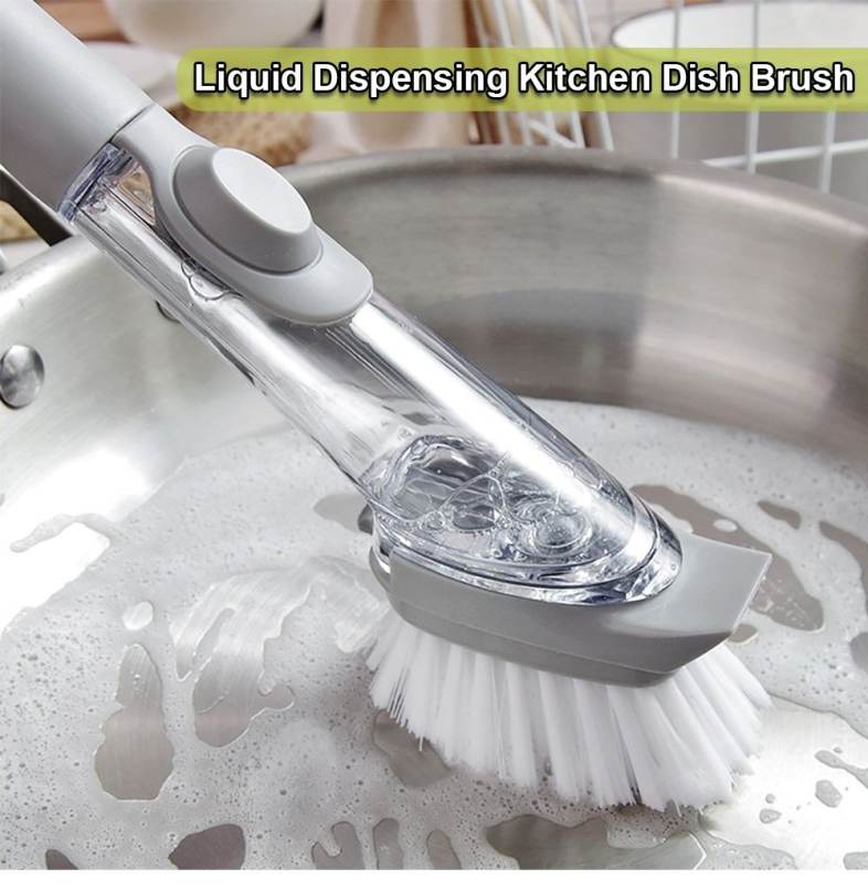 Clean Brush with Washing Up Liquid Soap Dispenser Kitchen Utensil Pot