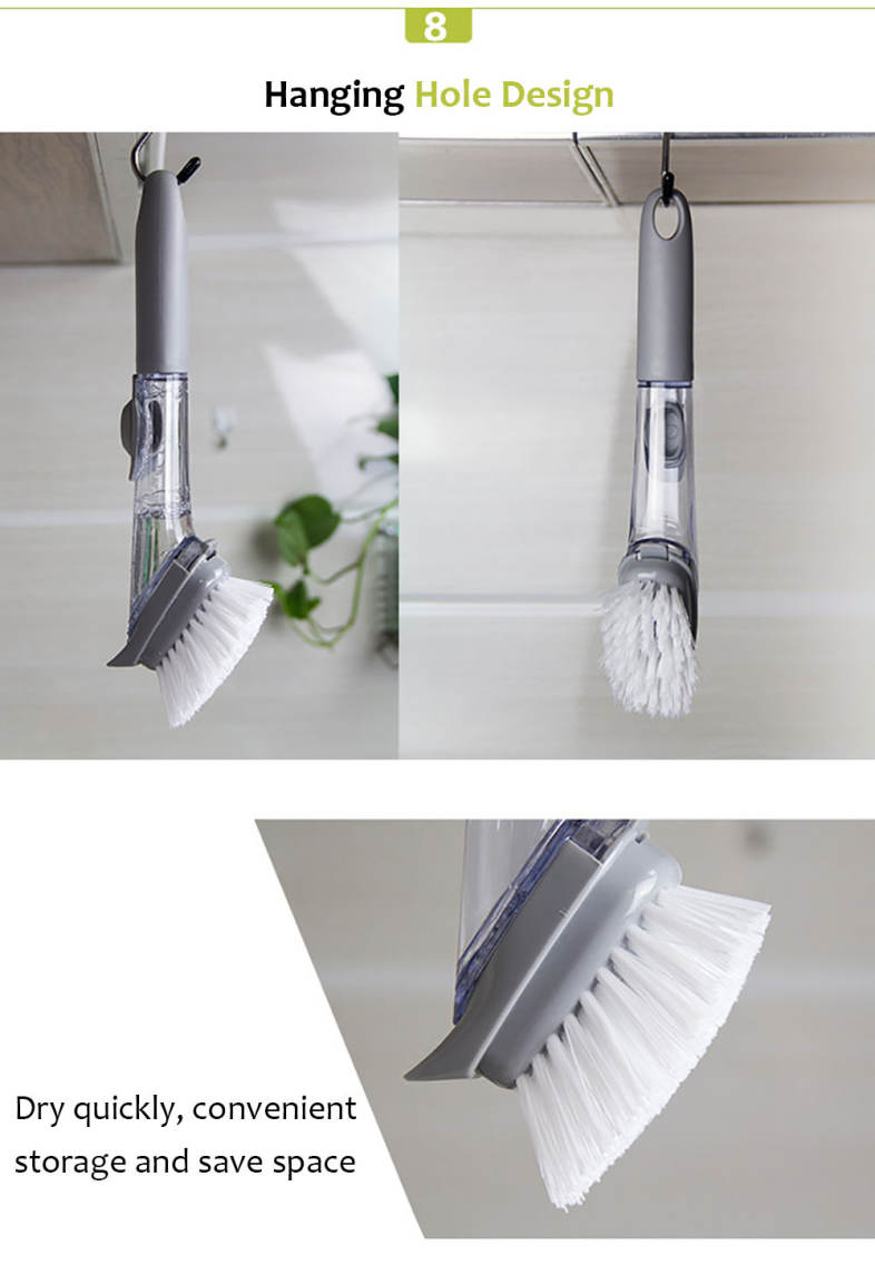 Clean Brush with Washing Up Liquid Soap Dispenser Kitchen Utensil Pot
