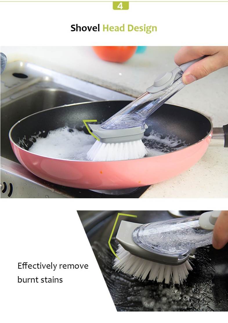 Clean Brush with Washing Up Liquid Soap Dispenser Kitchen Utensil Pot