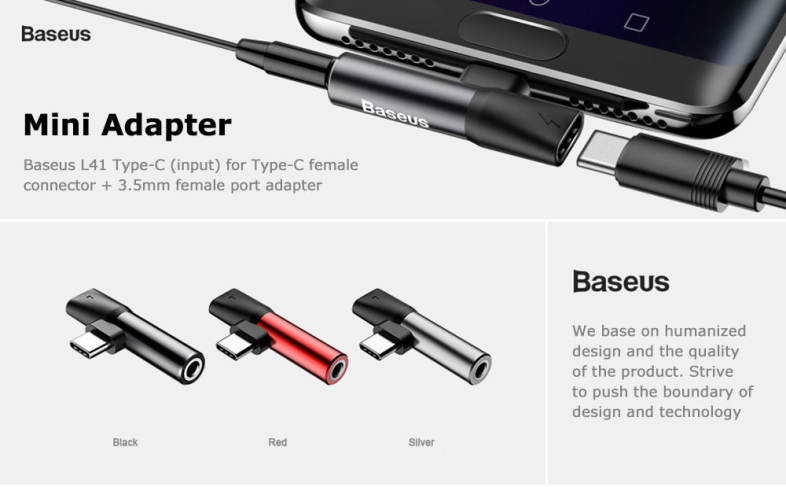 Baseus L41 Type-C Port   3.5MM Audio Female Connector Mini Adapter