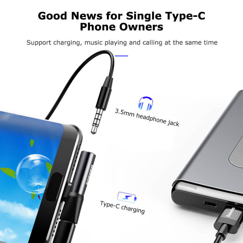 Baseus L41 Type-C Port   3.5MM Audio Female Connector Mini Adapter