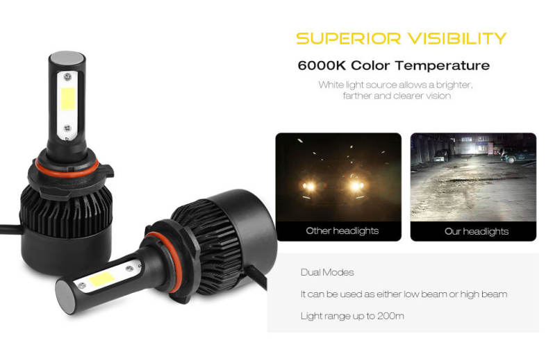 2PCS S2A 9006 / HB4 Car LED Headlight 9 - 30V 72W 6000K Front Lamp