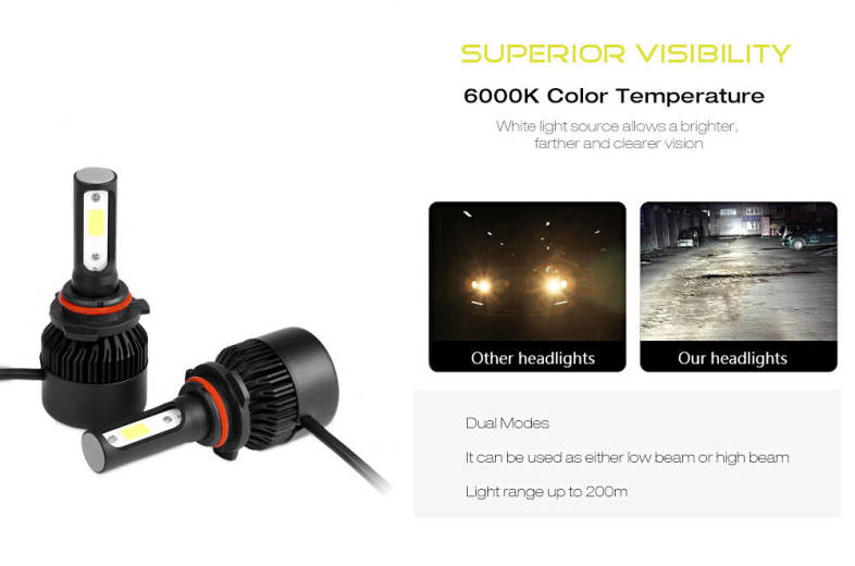 2PCS S2A 9005 / HB3 / H10 Car LED Headlight 9 - 30V 72W 6000K Front Lamp