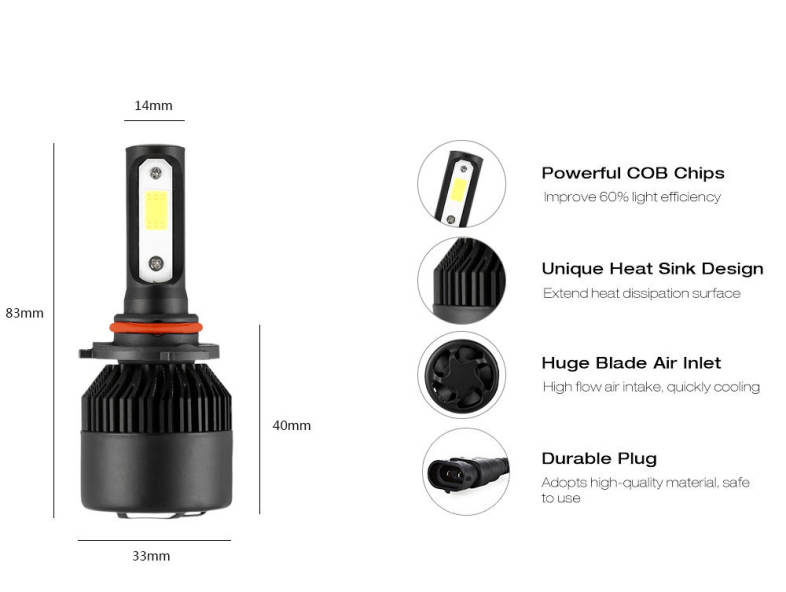 2PCS S2A 9005 / HB3 / H10 Car LED Headlight 9 - 30V 72W 6000K Front Lamp