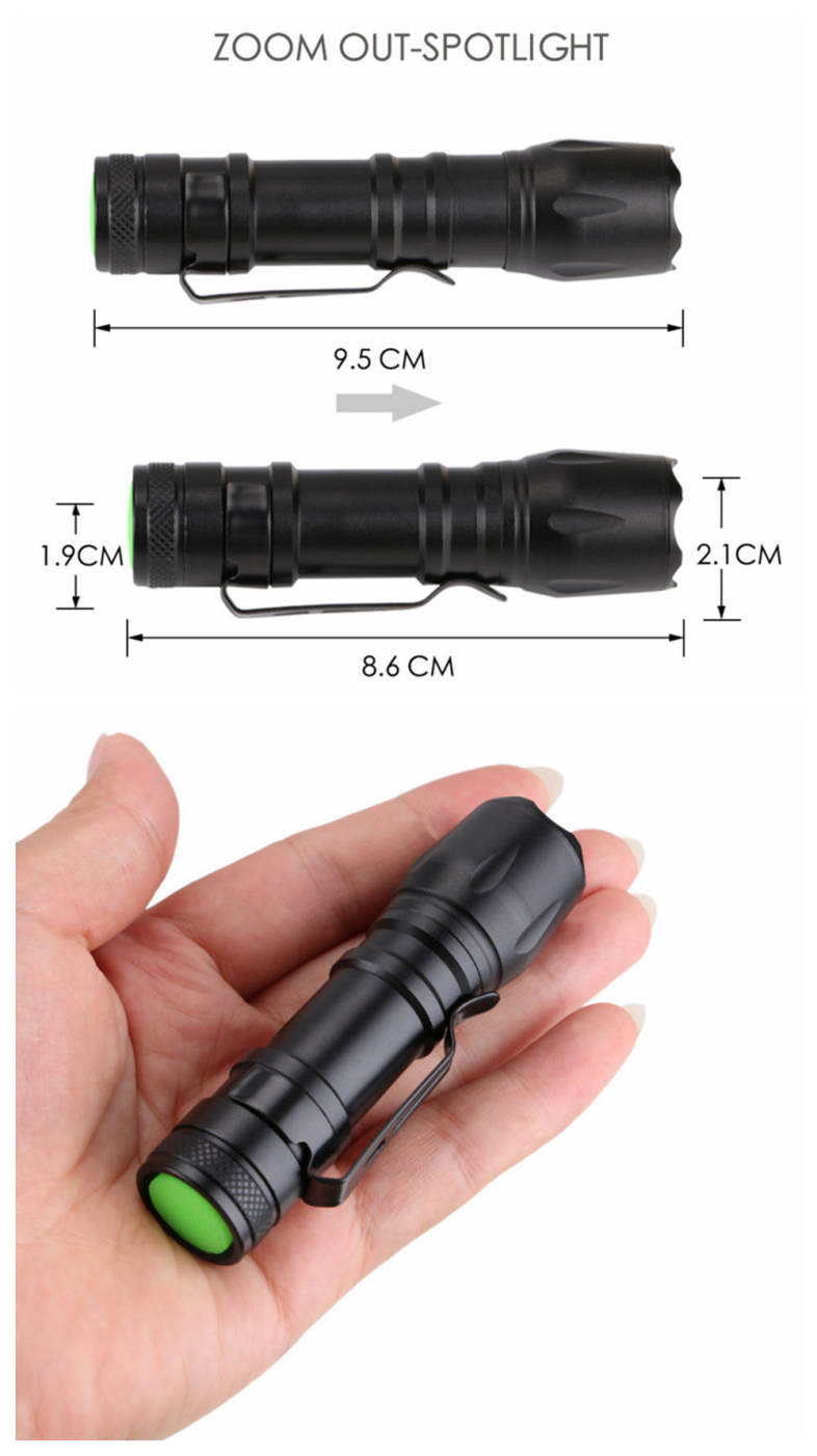 ZHISHUNJIA YH8338 600lm Cree XPE Q5 14500 Zoomable LED Flashlight