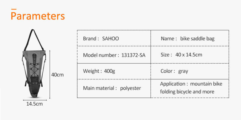 SAHOO 131372 - SA Water-resistant Bike Saddle Bag Under Seat Pack Tail Pouch