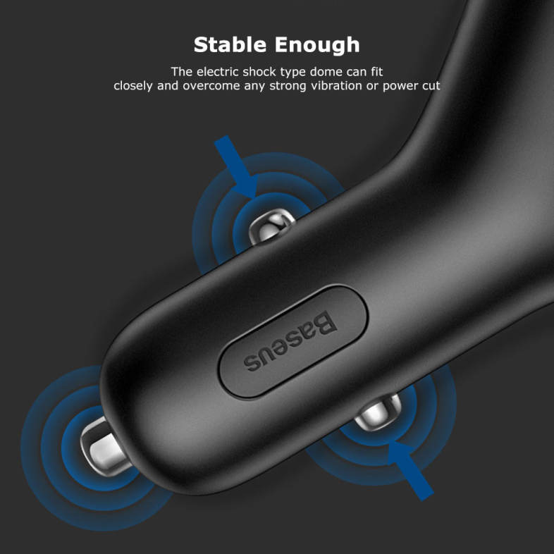 Baseus Y-shape Dual USB Car Charger with Cigarette Extended Port