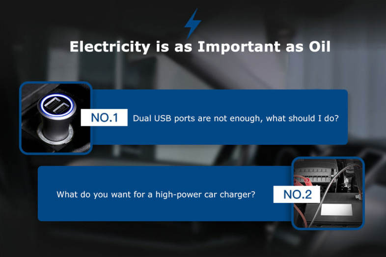 Baseus Y-shape Dual USB Car Charger with Cigarette Extended Port