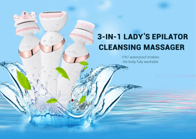 BRE650 Three-in-one Female Hair Remover Face Cleansing Electric Massager