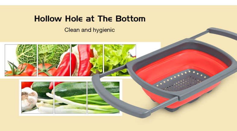 Plastic Rubber Adjustable Foldable Drain Basket
