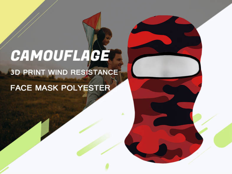 Camouflage 3D Print Wind Resistance Polyester Unisex Face Mask 