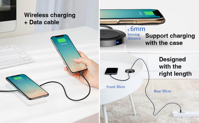 Baseus BSWC - P15 8 Pin Cable Wireless Charger 5W Data Transmission
