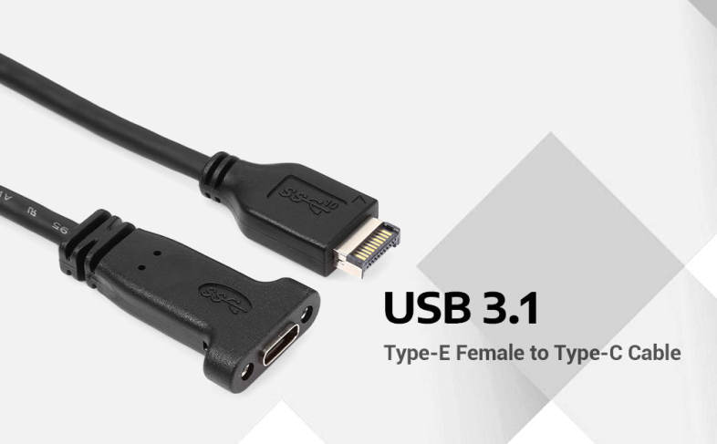 USB 3.1 Type-E Female to Type-C Extension Data Cable with Plate Bracket