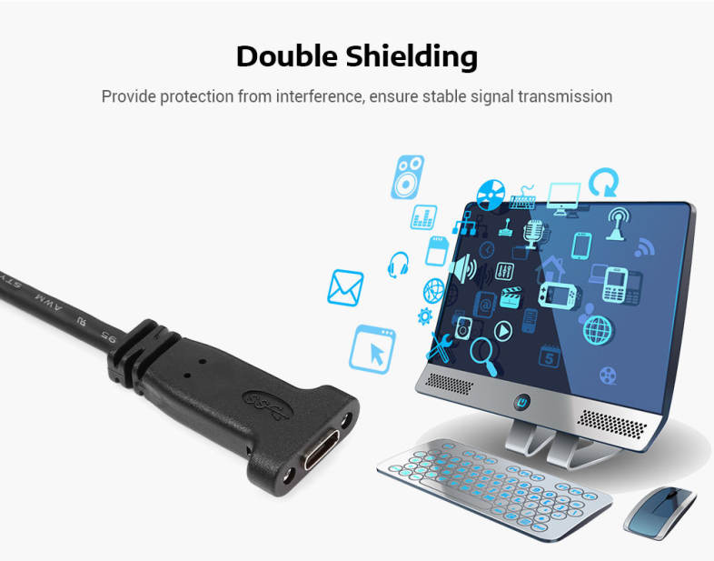 USB 3.1 Type-E Female to Type-C Extension Data Cable with Plate Bracket