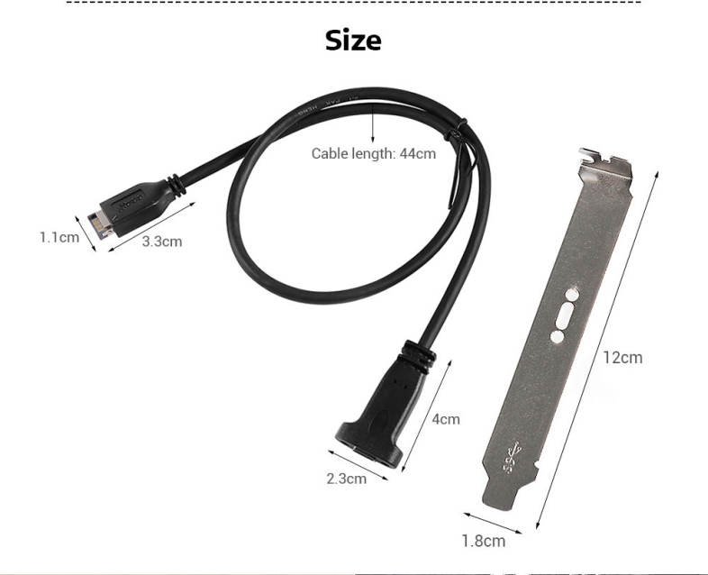 USB 3.1 Type-E Female to Type-C Extension Data Cable with Plate Bracket