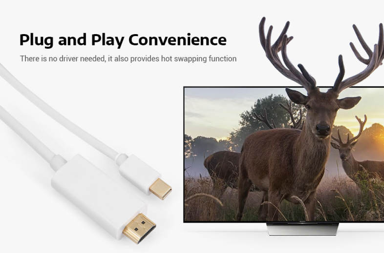 Mini DisplayPort to HDMI Cable High Resolution Support 1080P