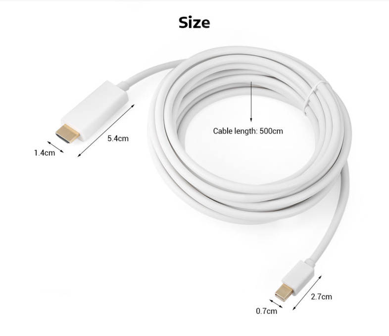 Mini DisplayPort to HDMI Cable High Resolution Support 1080P