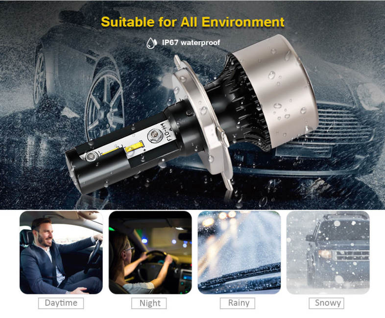 2PCS F5S 12V H4 / 9003 / HB2 Car SMD LED Headlight 6000lm 6500K Front Lamp