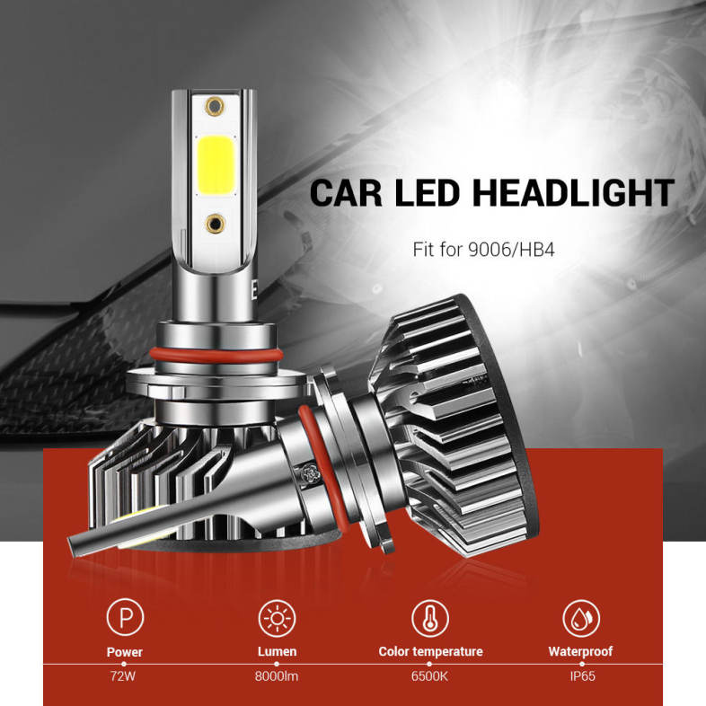 EV8 9006 / HB4 Car DOB LED Headlight 72W 8000LM 6500K Front Lamp