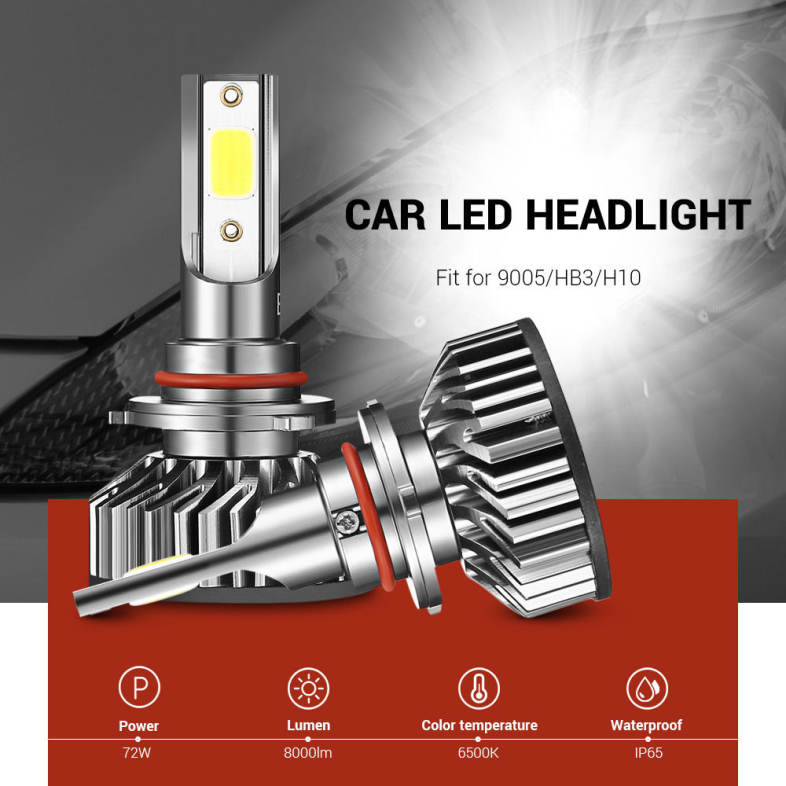 EV8 9005 / HB3 / H10 Car DOB LED Headlight 72W 8000LM 6500K Front Lamp
