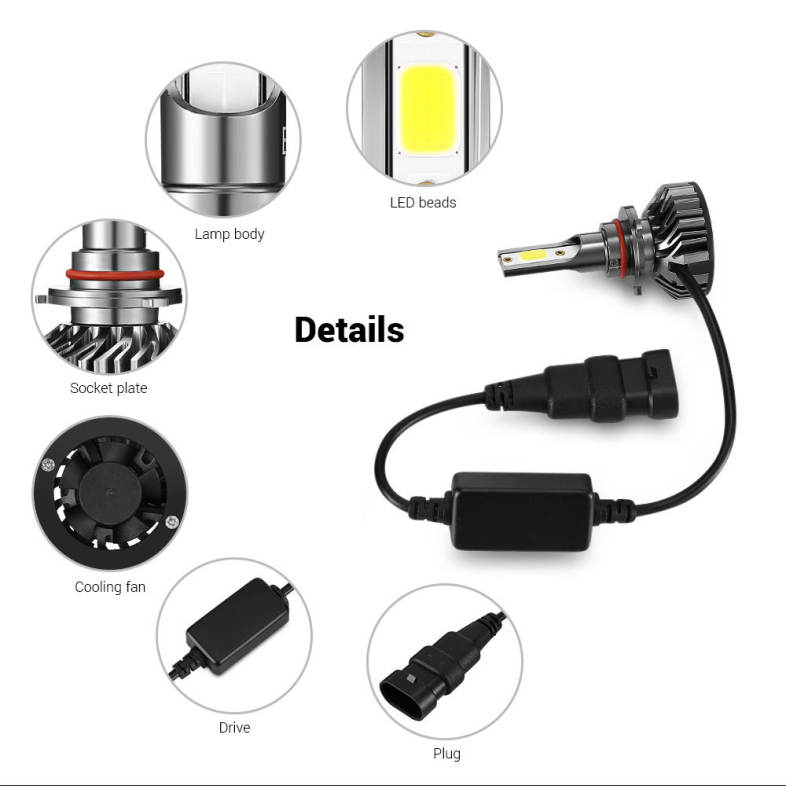 EV8 9005 / HB3 / H10 Car DOB LED Headlight 72W 8000LM 6500K Front Lamp