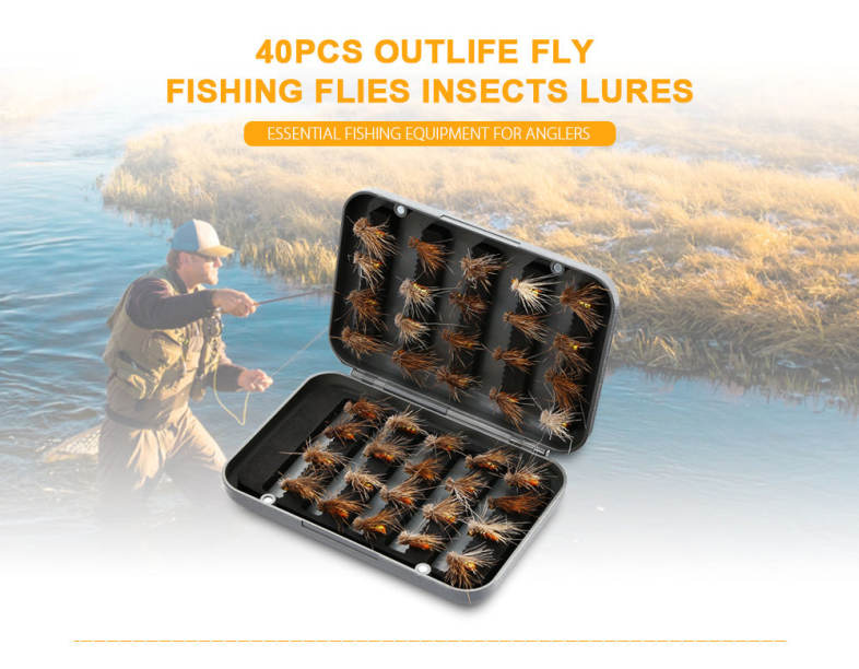 Outlife 27841 - A 40pcs Handmade Fly Fishing Insects Lures with Storage Box