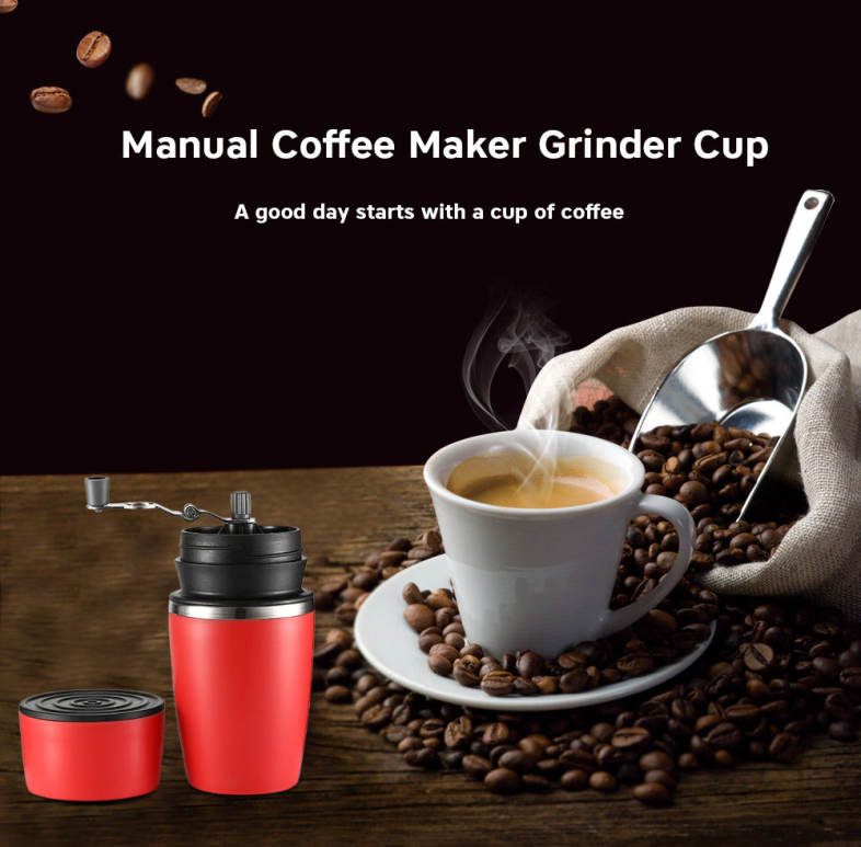 Multifunctional Portable Manual Coffee Maker Grinder Cup for Home Travel 