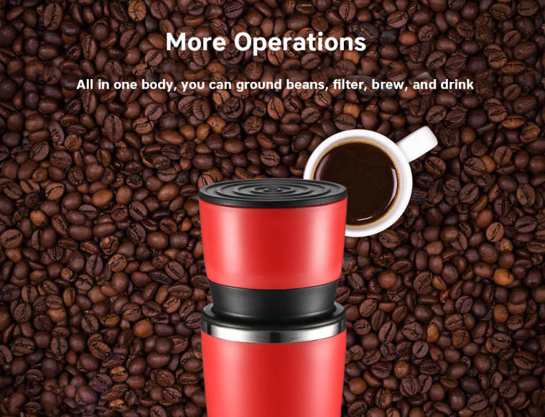 Multifunctional Portable Manual Coffee Maker Grinder Cup for Home Travel 