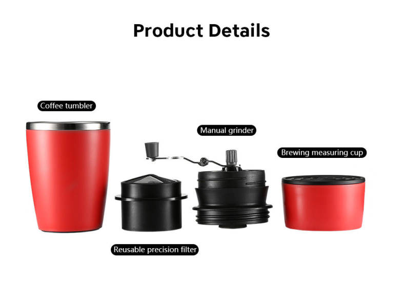 Multifunctional Portable Manual Coffee Maker Grinder Cup for Home Travel 