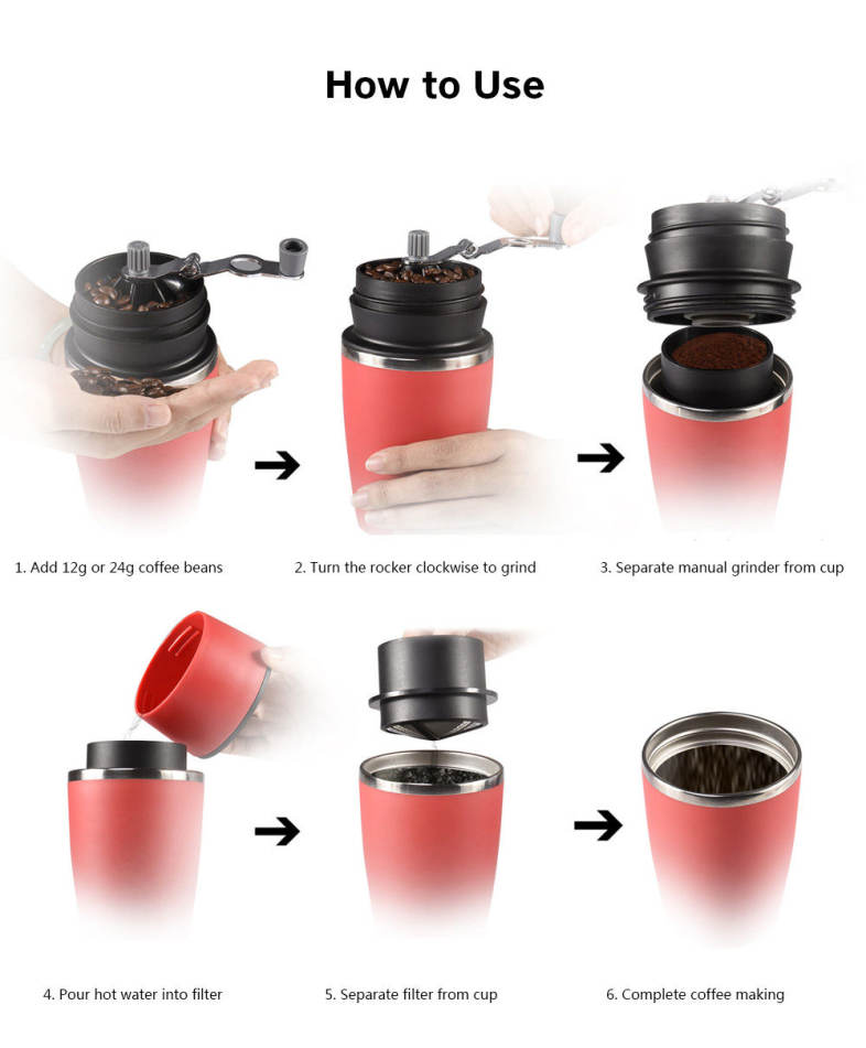 Multifunctional Portable Manual Coffee Maker Grinder Cup for Home Travel 