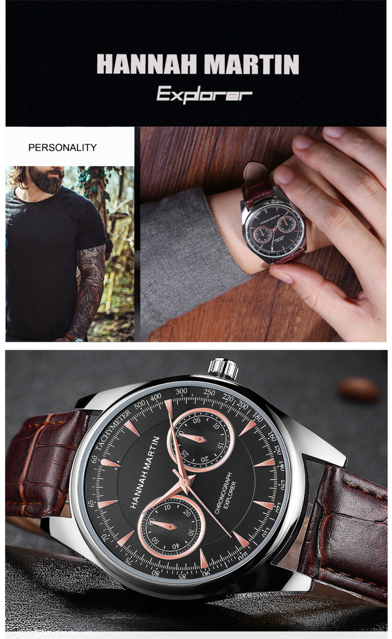 Hannah Martin Personality Fashion Sports Casual Men's Quartz Belt Watch